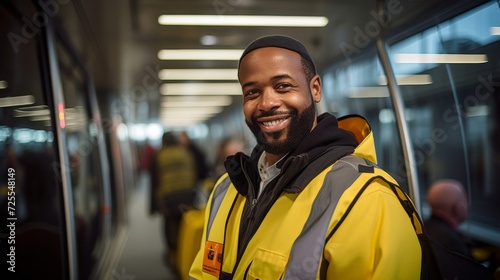 Airport tram operator exudes competence and warmth for travelers © javier