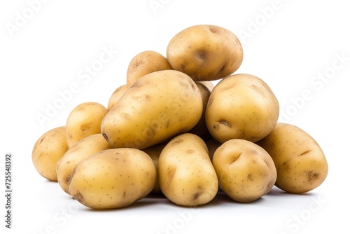 pile of healthy potatoes on a white background