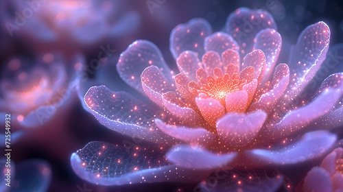 Close Up of Pink Flower With Water Droplets Fractal