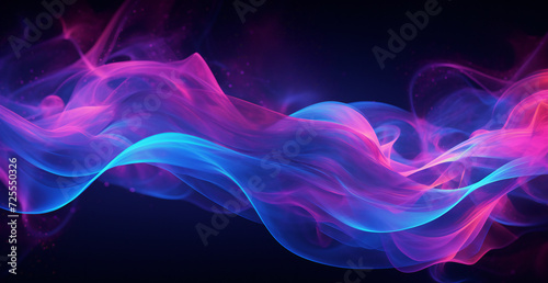 Abstract pink and blue wave, isolated on black background