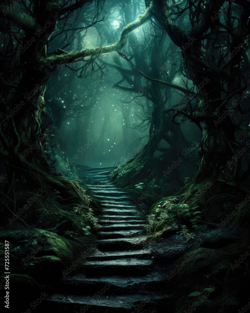 Lost in an Enchanted Forest - A Dreamy Adventure Amidst Bright and Dark Imagery with Deep Copy