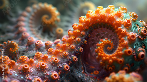 Close Up of an Orange and Green Sea Anemone Fractal © Daniel