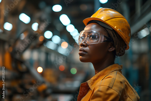 African American female maintenance engineer working in a factory © Ala