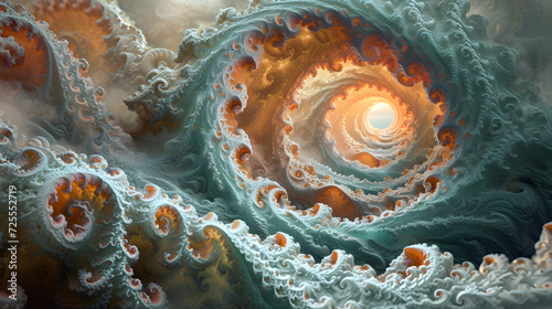 Spiral Design Painting in Body of Water Fractal