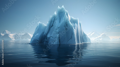 Iceberg floating in ocean Melting glaciers and global warming Risk and danger at sea,, Iceberg hidden danger and global warming
