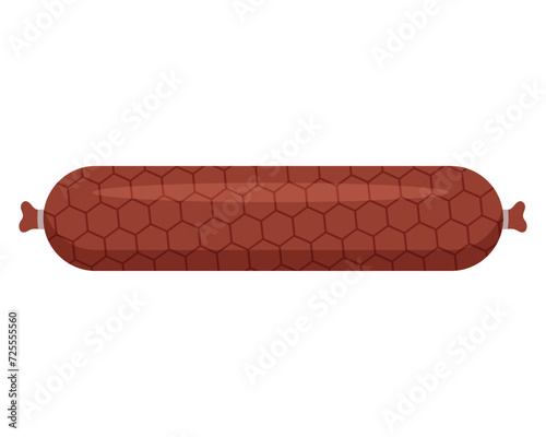 Smoked sausage. Food. Meat product. Vector illustration.