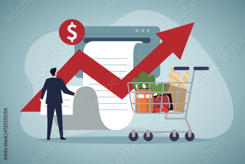 Food Inflation. Food costs are higher and grocery prices are higher. Consumer Price Index. Financial bill.