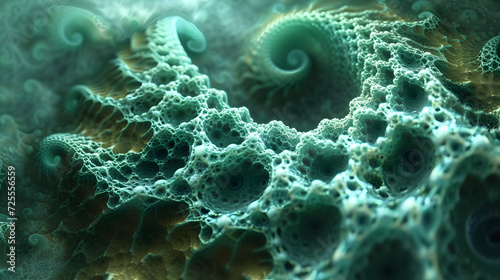Close Up of Green and Yellow Substance Fractal