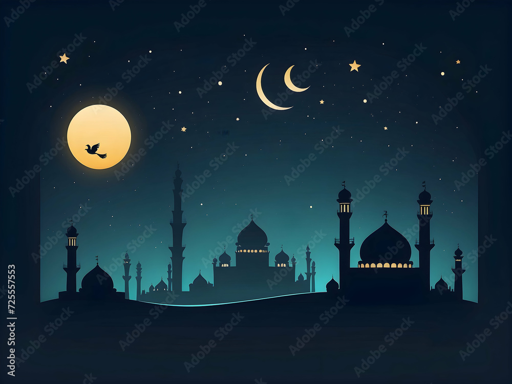 a islamic ramadan style vector illustration , simple and minimalisitic ,