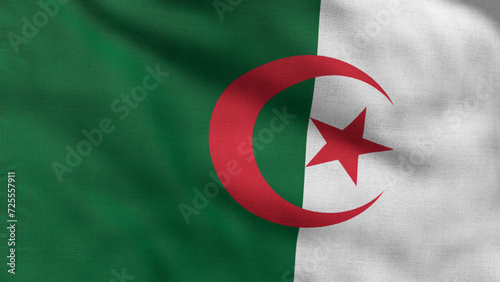 High detailed flag of Algeria. National Algeria flag. Africa. 3D Render.