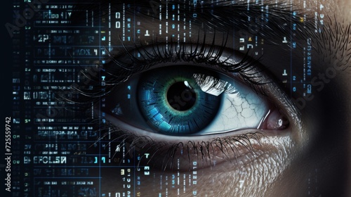 Man eye scan engaged in identity verification process, technology for security and access control
