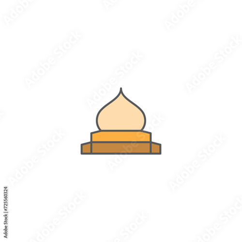 Modern line art Islamic Mosque vector. Colorful islamic place for praying icon