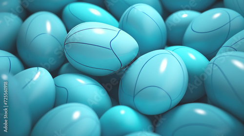 Trendy background made of various blue Easter eggs
