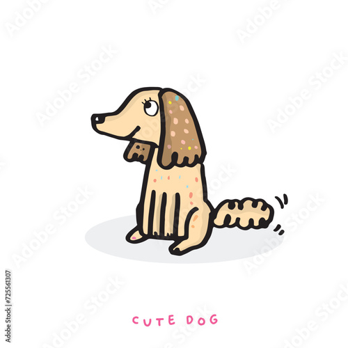 Cute dog hand drawing doodle  Cartoon happy dachshund  Flat vector illustration for prints  clothing  packaging and postcards  cute dog vector  cute animal