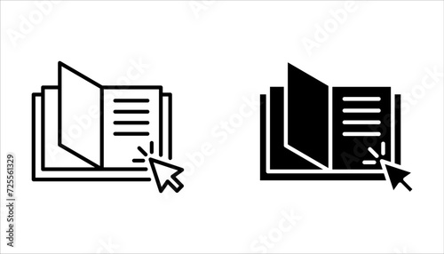 internet education concept icon set, e-learning resources, distant online courses on white background