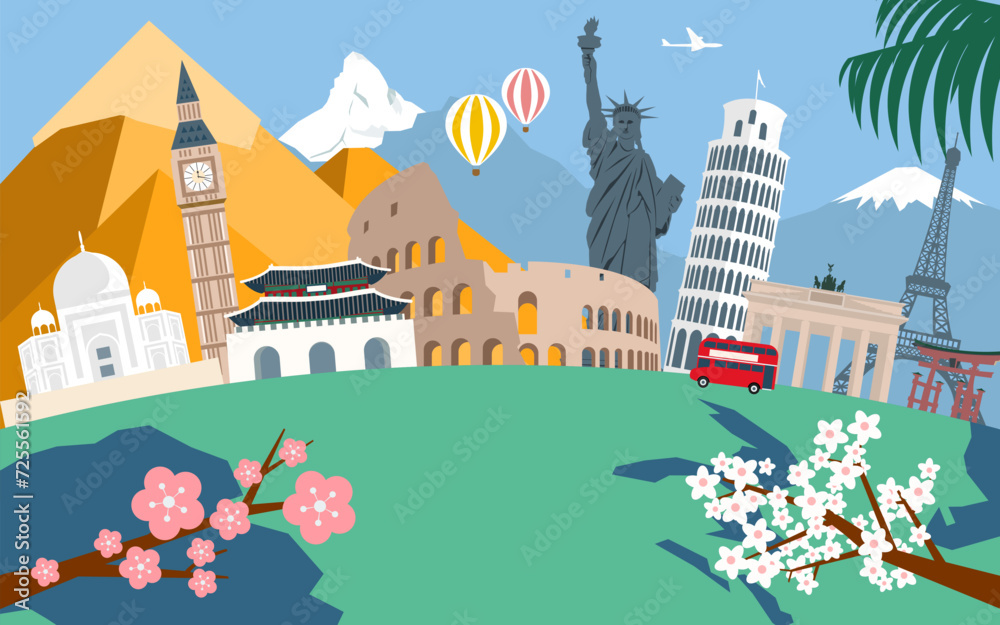 custom made wallpaper toronto digitalJourney in vacation. travel and tourism landmark around the world. famous building. illustration vector. 