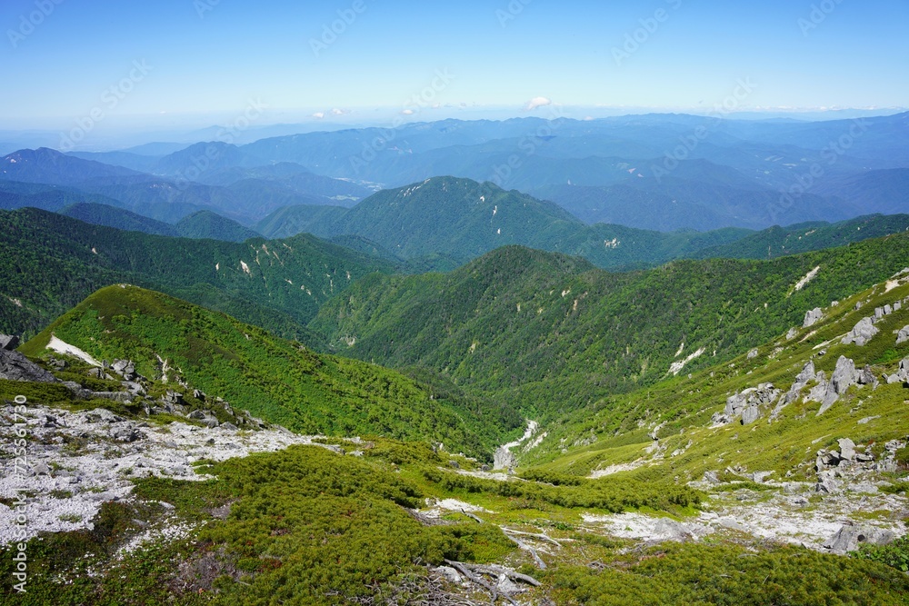 中央アルプス 空木岳から望む木曽谷の山々 中央アルプス 空木岳から望む木曽谷の山々