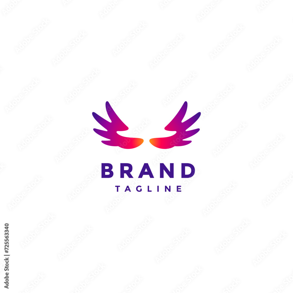Two Hands Forming Wings Symbol Logo Design. Open Hands Icon Forming Wings Symbol Design.