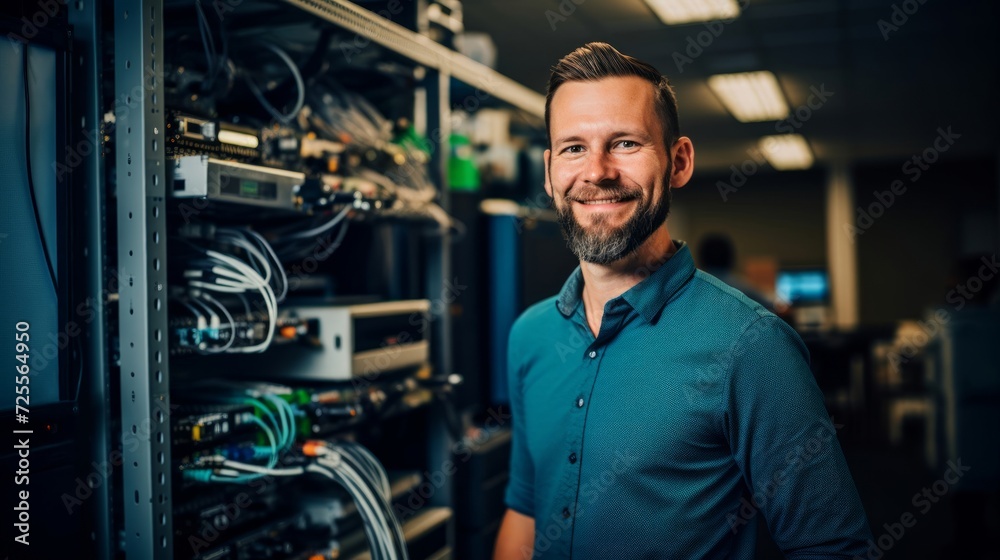 Telecom engineer ensuring seamless connectivity