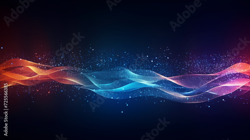 Digital technology blue rhythm wavy lines abstract graphic poster web page ppt background