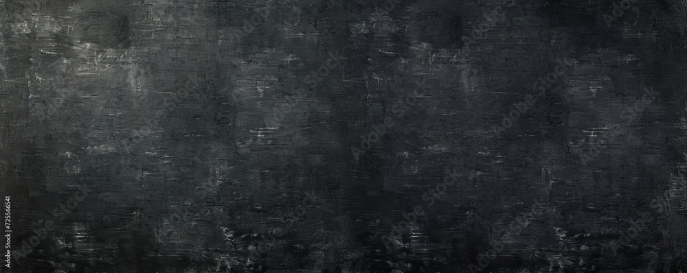 Black anthracite dark gray grey grunge old aged retro stone concrete cement blackboard chalkboard wall floor texture, with cracks - Abstract background banner panorama pattern design, Generative AI 