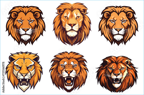 Fototapeta Naklejka Na Ścianę i Meble -  Lion head icon set, Set of lion head, Colorful lion head	