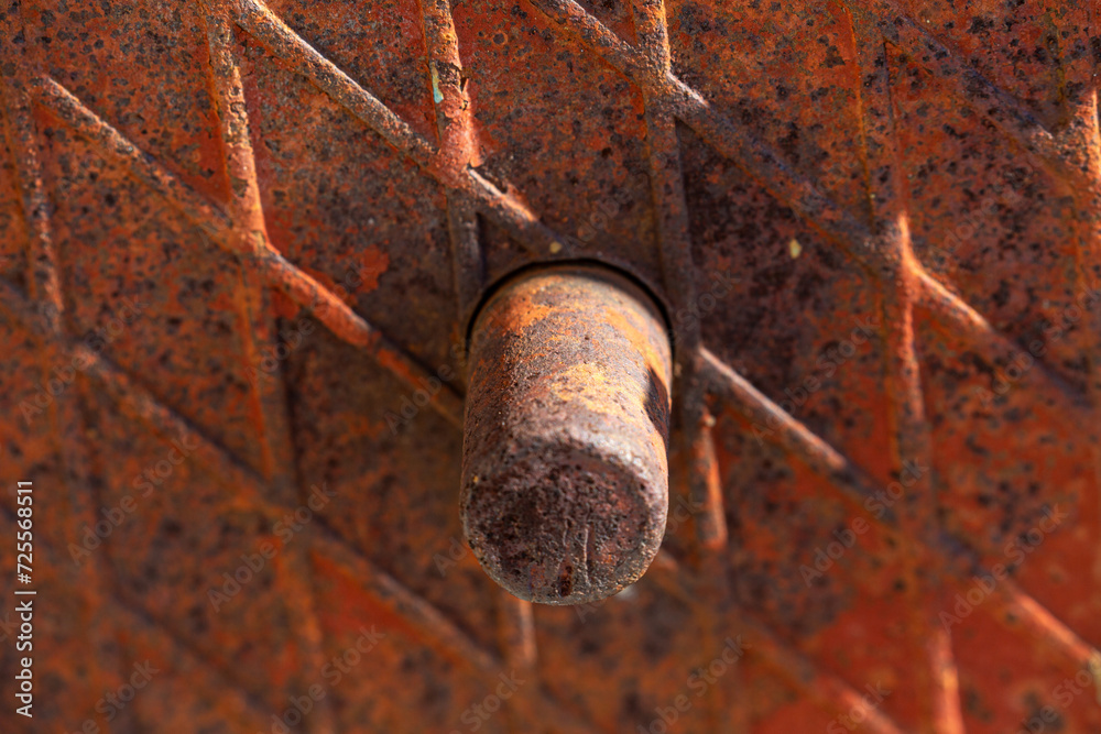 Detail from old metal rusty mooring equipment - obrazy, fototapety, plakaty 