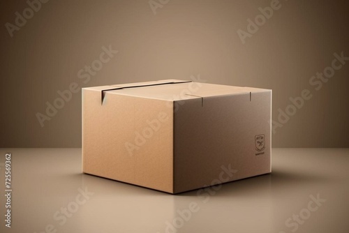 Realistic box mockup - brown carton package with space for text. Generative AI photo