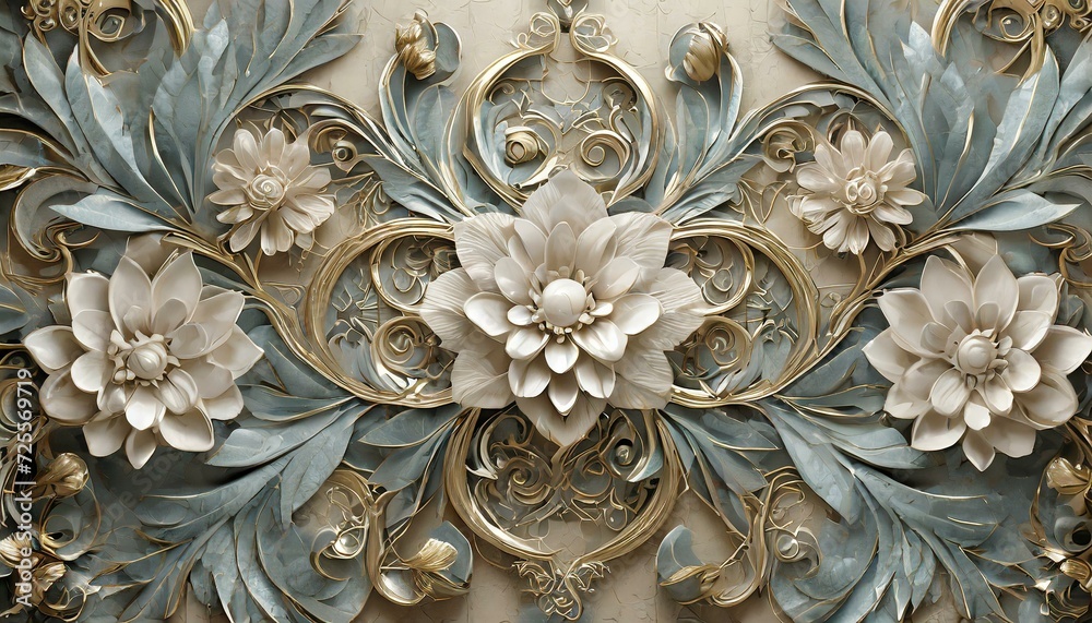 custom made wallpaper toronto digitalbackground.a stunning 3D wallpaper featuring an intricate floral decoration designed for a ceiling. Craft a background with a seamless blend of colors and textures to enhance the overall aesthetic