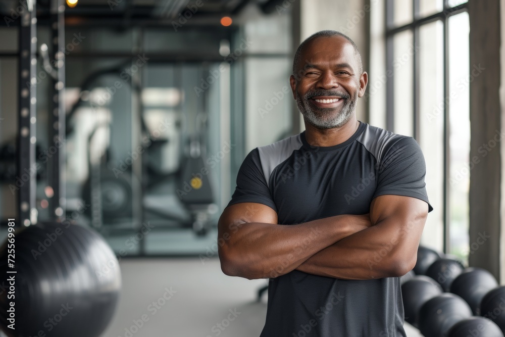 Smiling senior man in a fitness center Smiling senior man in a fitness center