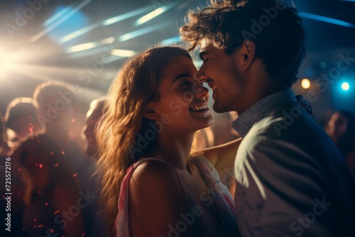 jouful couple enjoys a dance date at a vibrant concert photo