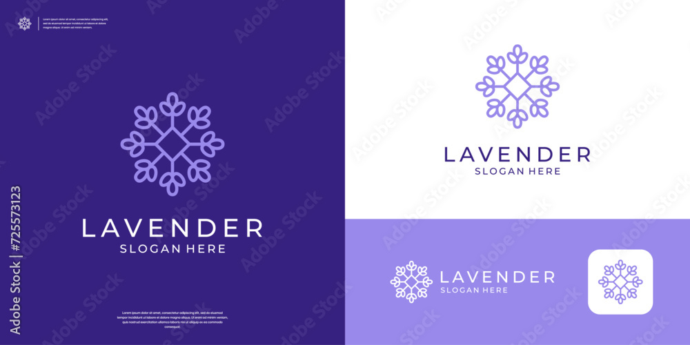 Geometric lavender flower logo design template Geometric lavender flower logo design template