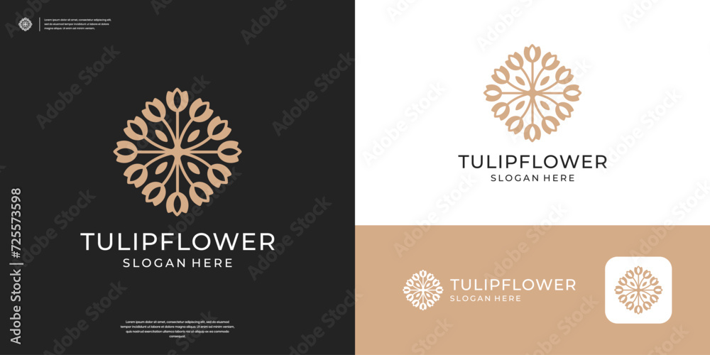 Abstract vector tulip logo design templates - obrazy, fototapety, plakaty 