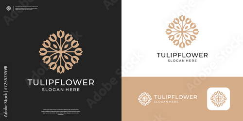 Abstract vector tulip logo design templates