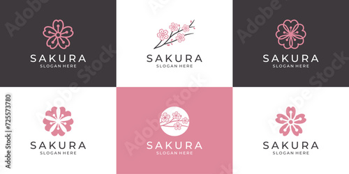 Set of beauty cherry blossom logo icon vector illustration