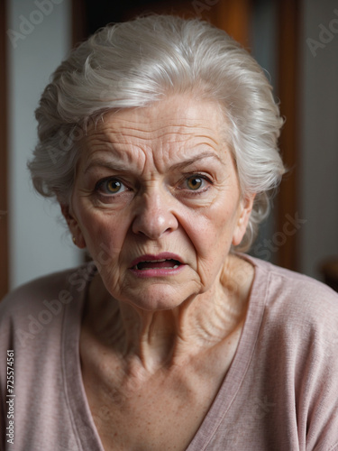 Furious and Enraged Grandmother Expressing Intense Emotions