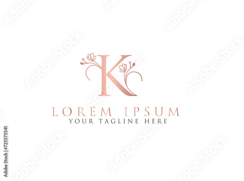 letter K logo design with  flower