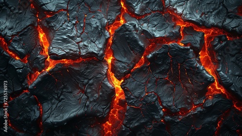 Red gaps in an abstract background of extinct lava. Generative Ai.
