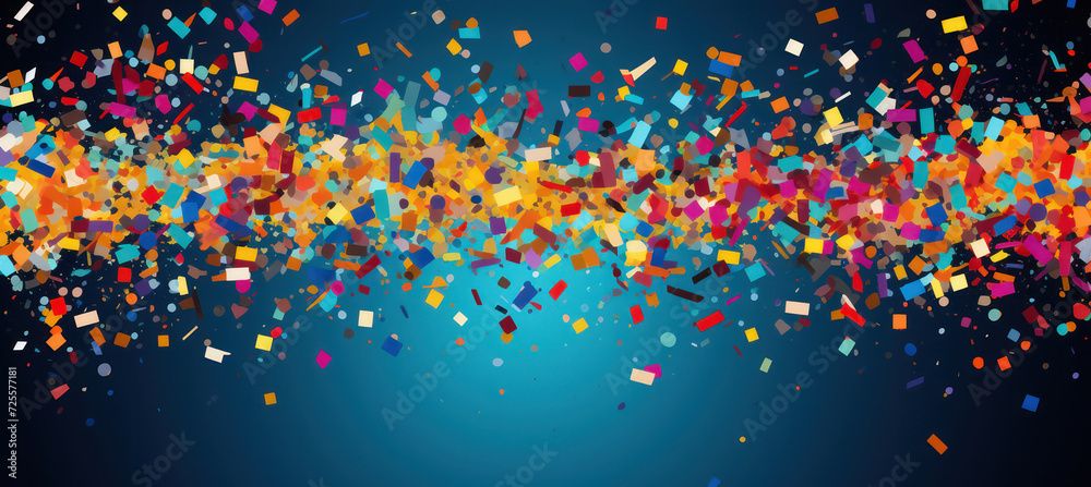 Colorful Confetti Celebration: Bright, Happy, and Fun Abstract Illustration on Blue Background