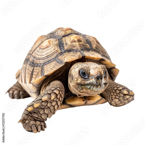 Desert Tortoise in natural pose isolated on white background, photo realistic