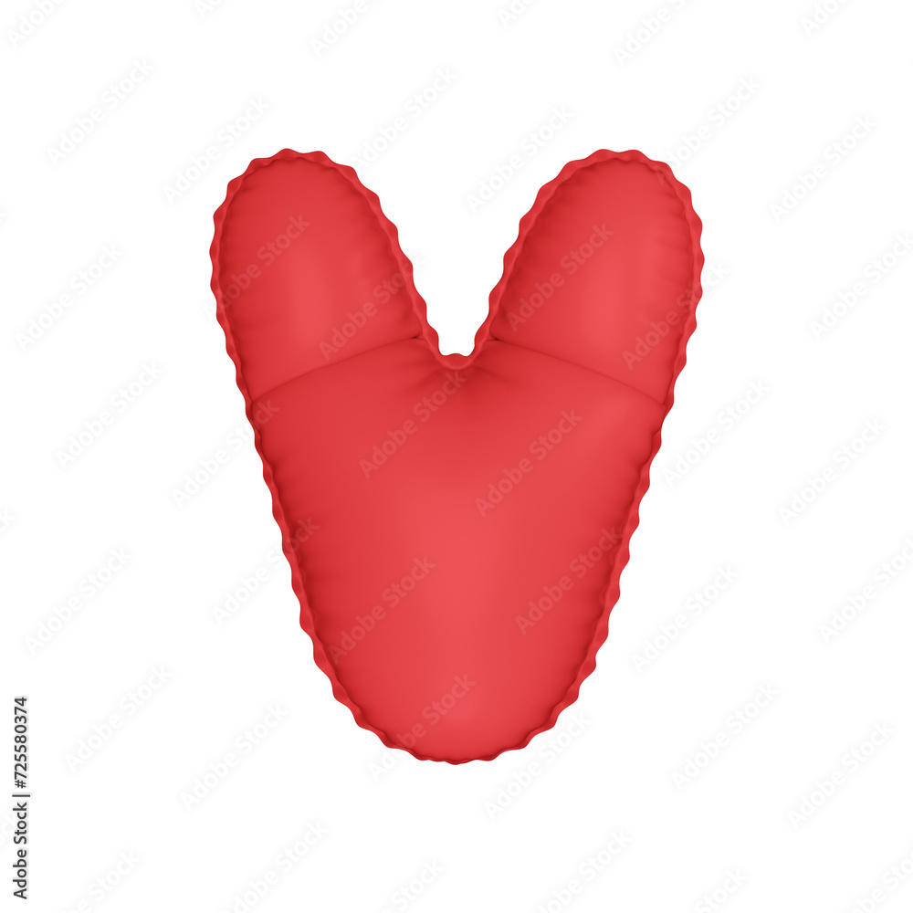 3D red coral color helium balloon letter V