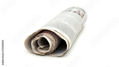 Rolled Business Newspaper with the headline News isolated on white background, Daily Newspaper mock-up concept.