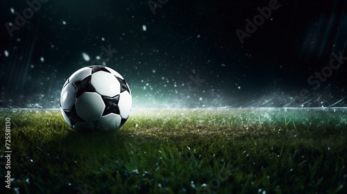 Soccer players in action, kicking soccer balls, sports collage soccer, players running and kicking a soccer ball, football stadium, flame symbol, burning fire flames, fiery ball on white, ai generated © HayyanGFX