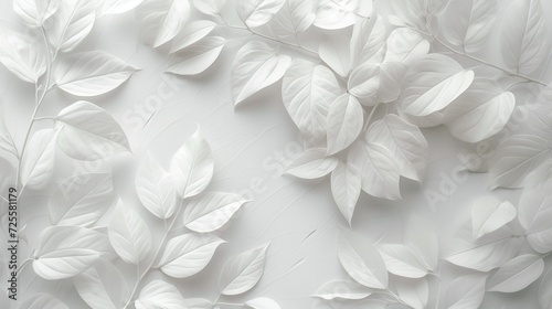 White-textured backdrop of leaves. Generative Ai.