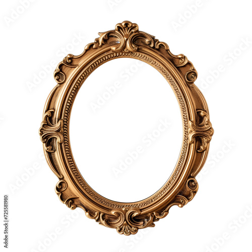 Oval or circle vintage photo frame, blank mockup, Isolated on Transparent Background, PNG