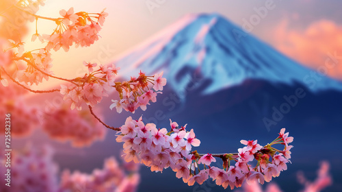 Japanese background with sakura blossom, spring concept.  photo