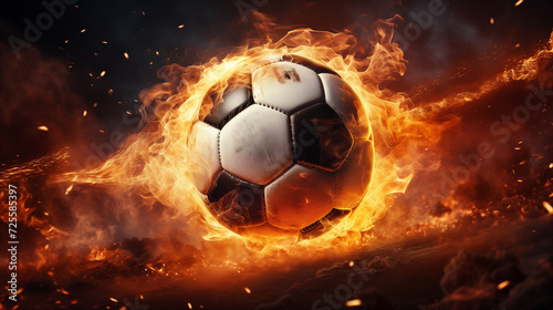 Soccer players in action  kicking soccer balls  sports collage soccer  players running and kicking a soccer ball  football stadium  flame symbol  burning fire flames  fiery ball on white  ai generated