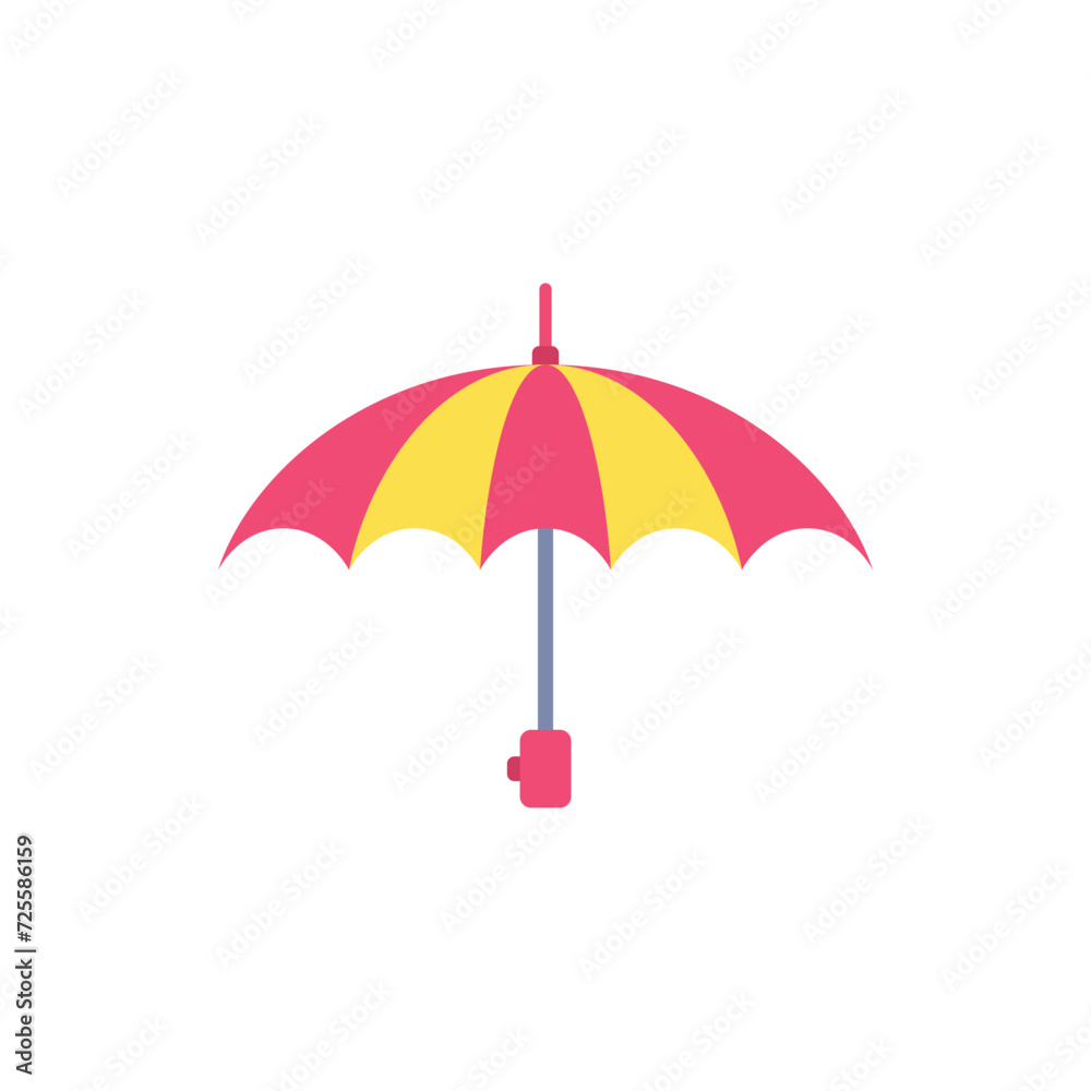 Cartoon Color Kid Umbrella Icon Season Weather Concept Flat Design Style Isolated on a White Background. Vector illustration