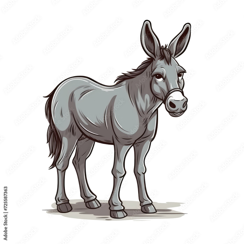 isolated donkey cartoon illustration transparent background