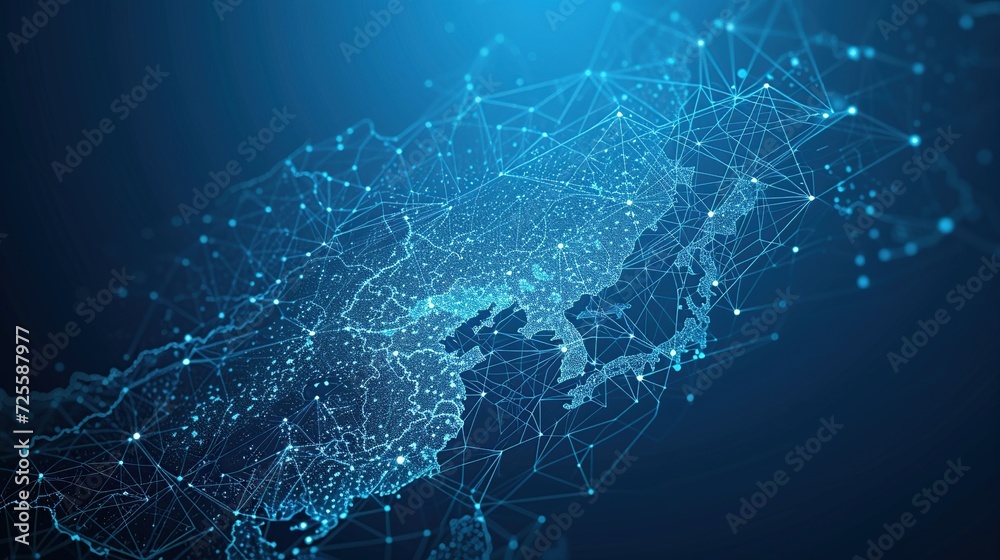 map of South Korea polygon backdrop for graphic design, a vibrant visual experience. generative AI map of South Korea polygon backdrop for graphic design, a vibrant visual experience. generative AI